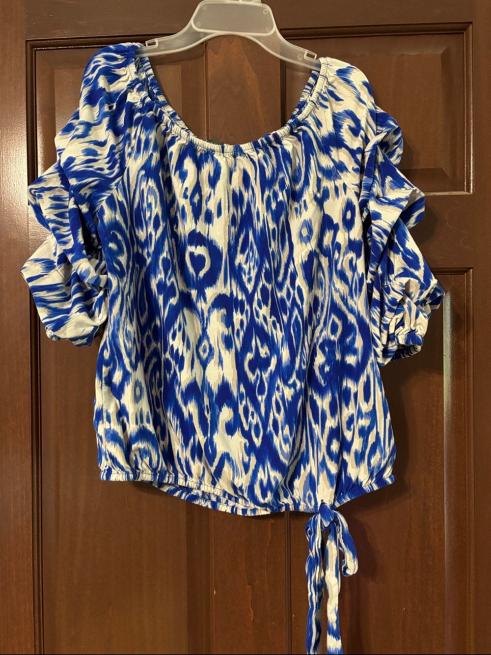 NWOT Vince Camuto Ikat print off-shoulder bubble sleeve blouse top size large